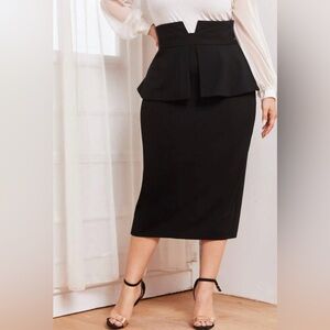 SHEIN Women High-Rise Peplum Midi Skirt